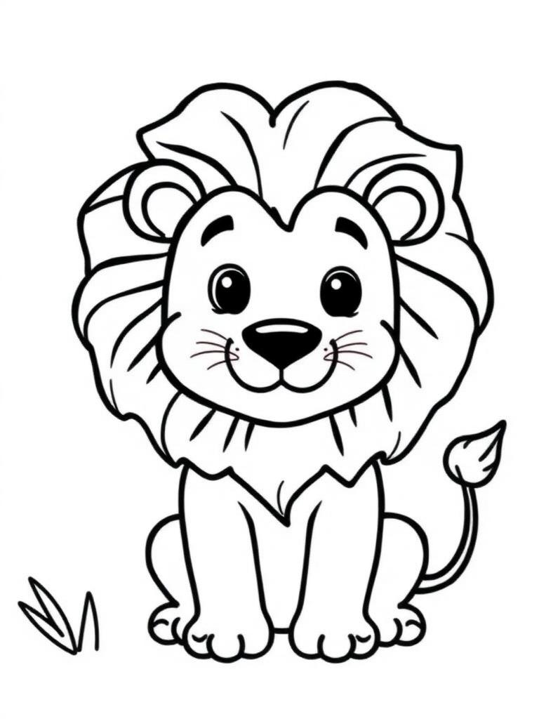 Desenho de leão para colorir saindo da impressora